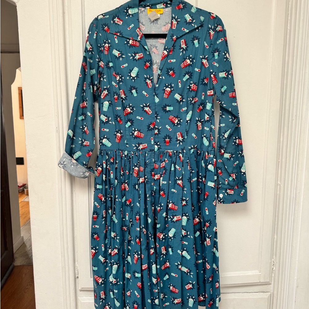 Bernie Dexter Blue Popcorn Print Dress